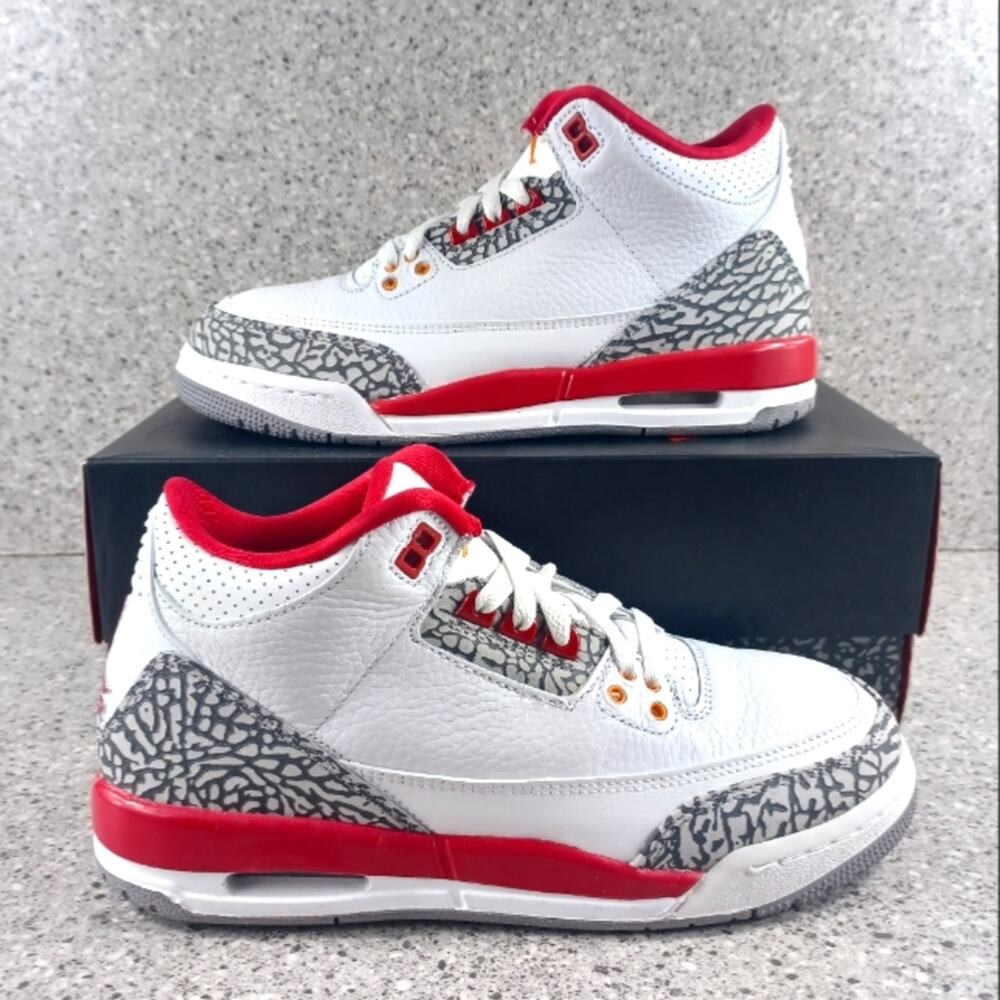 Nike Air Jordan 3 Retro Cardinal Red Sneakers - Size 7Y Women's 8.5 Shoes